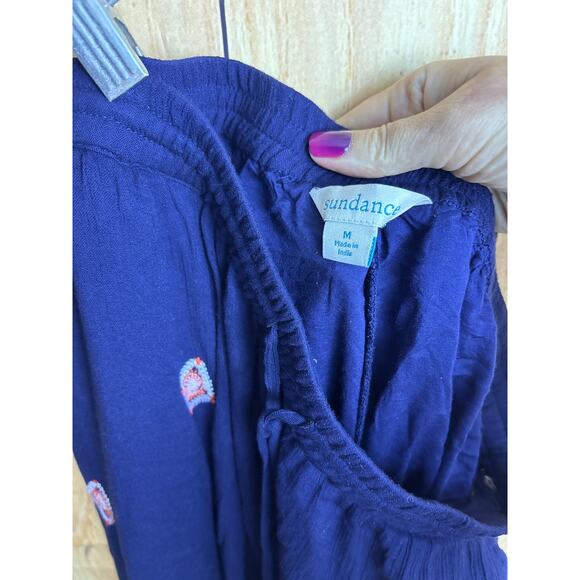 Sundance Flowy Embroidered Pants Navy Size M - Picture 6 of 8
